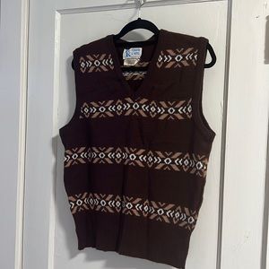 Vintage 70s Towne and King Brown Sweater Vest Large